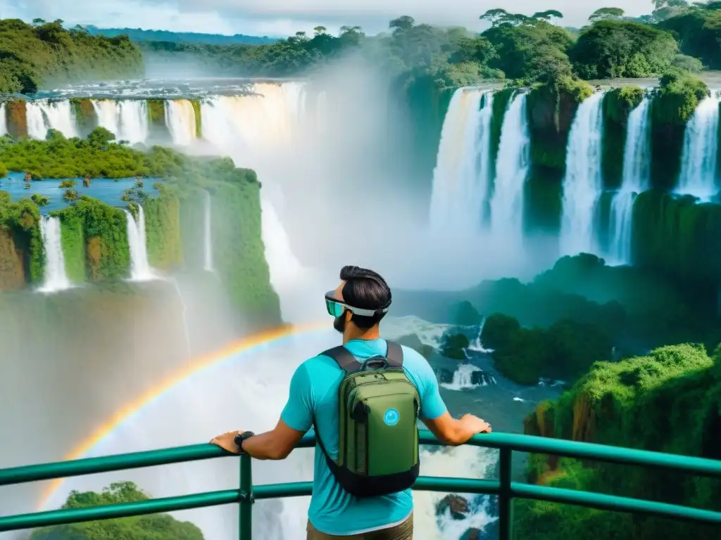 Viajero experimenta las Cataratas del Iguazú en Uruguay con gafas de realidad aumentada