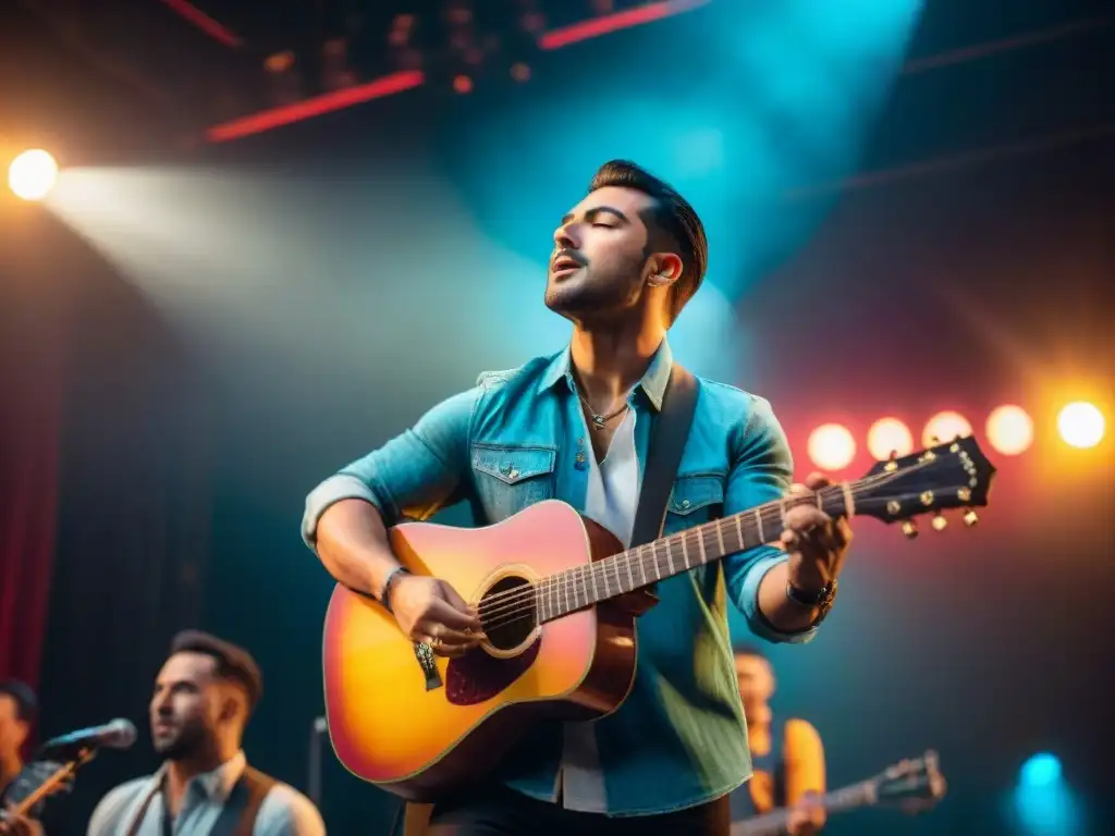 Vibrante actuación del músico uruguayo Ruben Rada en vivo, con intensa energía y pasión en el escenario, vida músico uruguayo Rada