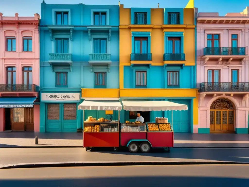 Un vibrante atardecer en Montevideo, Uruguay, capturando la vida urbana y cultural