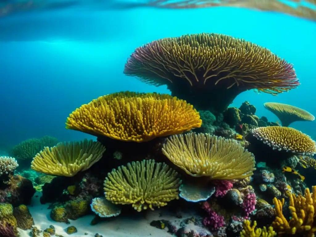 Vibrante coral rodeado de peces coloridos en el Santuario biodiversidad Islas Coronilla Uruguay