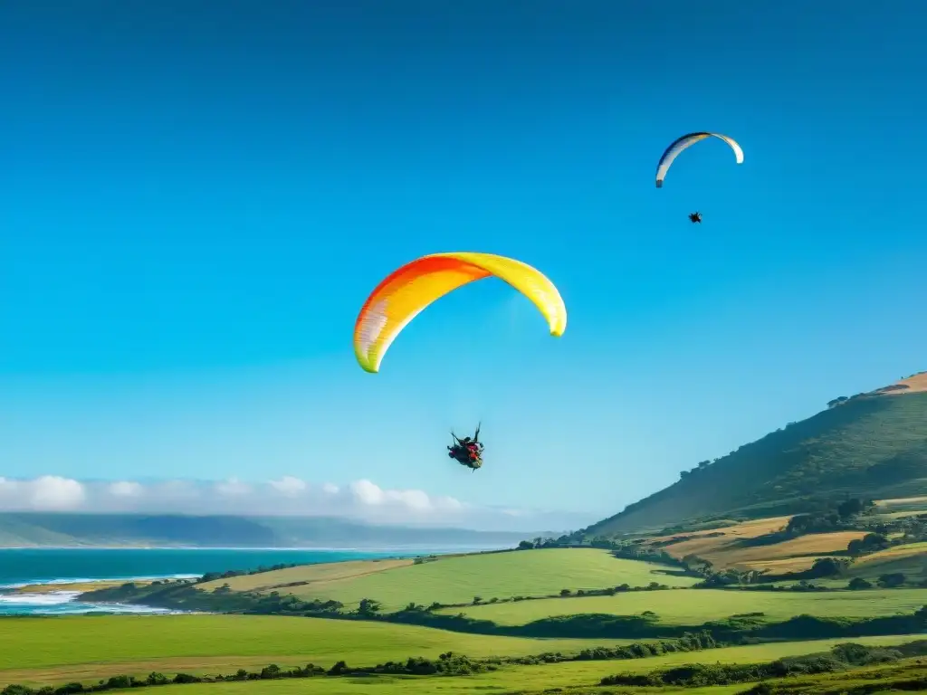 Vibrante escena de parapentes surcando cielos uruguayos