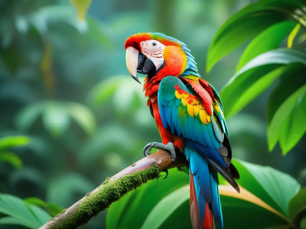 Un vibrante Guacamayo Escarlata en la exuberante selva de Costa Rica