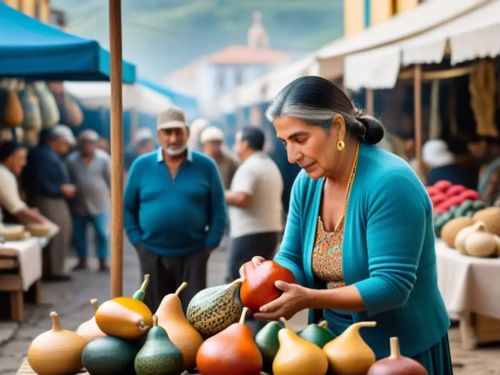 Vibrante feria artesanal en Uruguay, con colores, texturas y artesanías tradicionales