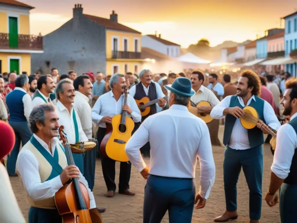 Vibrante festival rural en Uruguay con música, artesanías y gastronomía durante la puesta de sol