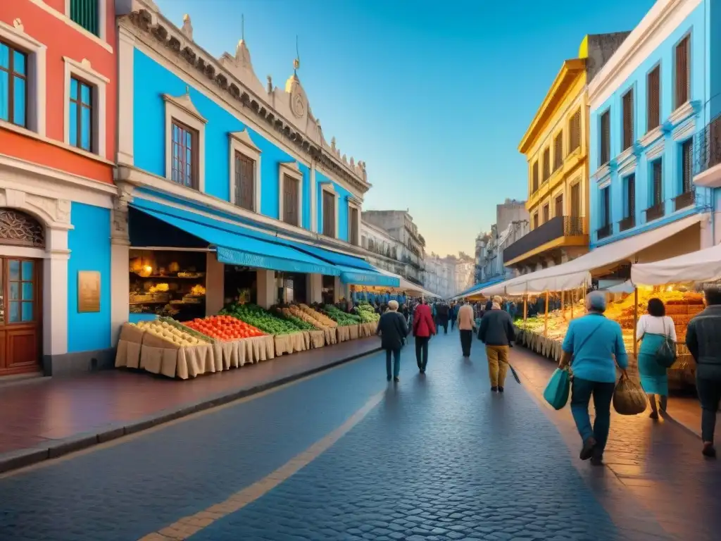 Vibrante mercado callejero de Montevideo con guías de viaje Uruguay auténticas