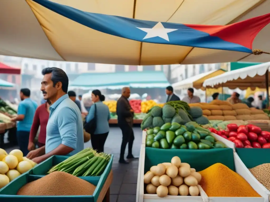 Vibrante mercado en Montevideo con influencia de inmigración en la gastronomía uruguaya