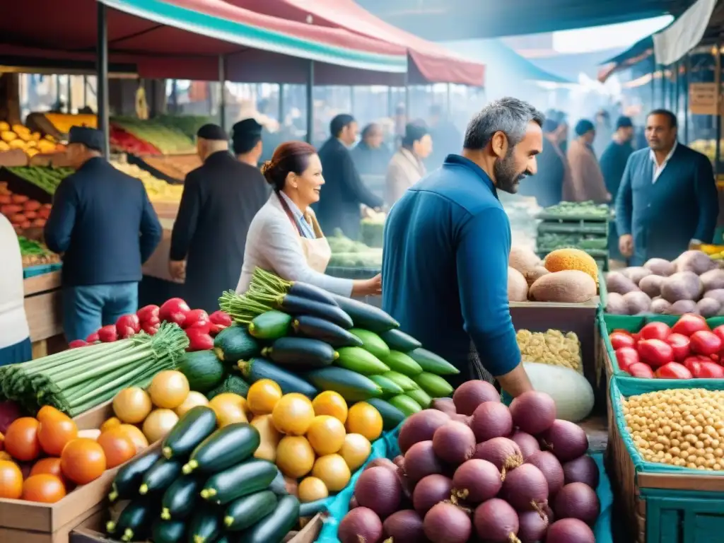 Un vibrante mercado tradicional en el Mercado del Puerto Montevideo, con colores y sabores únicos