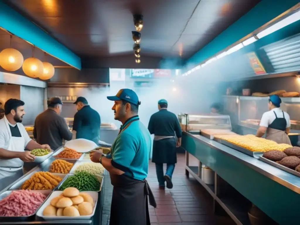 Vibrante mercado de fast food uruguayo con calidad y sabor auténtico