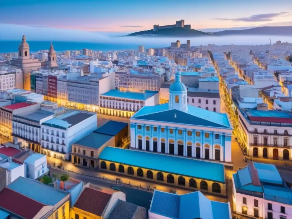 Un vibrante mural de la Ciudad Vieja de Montevideo, reflejando la fusión de estilos artísticos en Uruguay