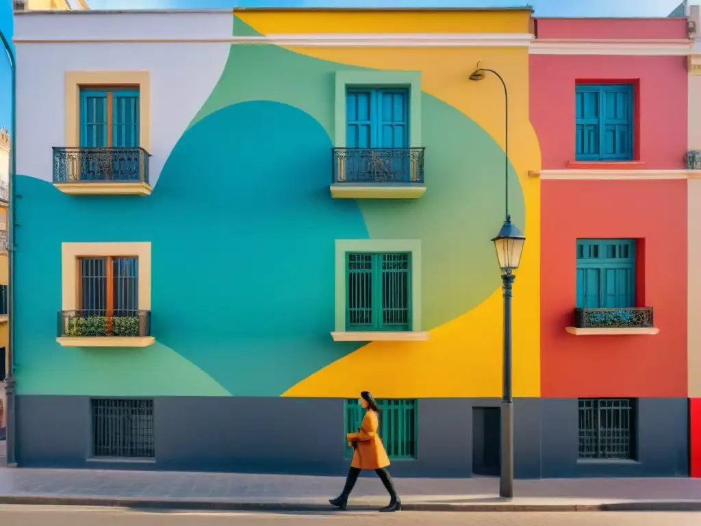 Vibrante mural dinámico en Montevideo, Uruguay, arte movimiento y cultura local