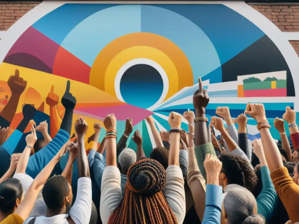 Mural vibrante de protesta en Uruguay: diversidad y unidad en acción Un vibrante mural en Uruguay muestra diversidad y protesta