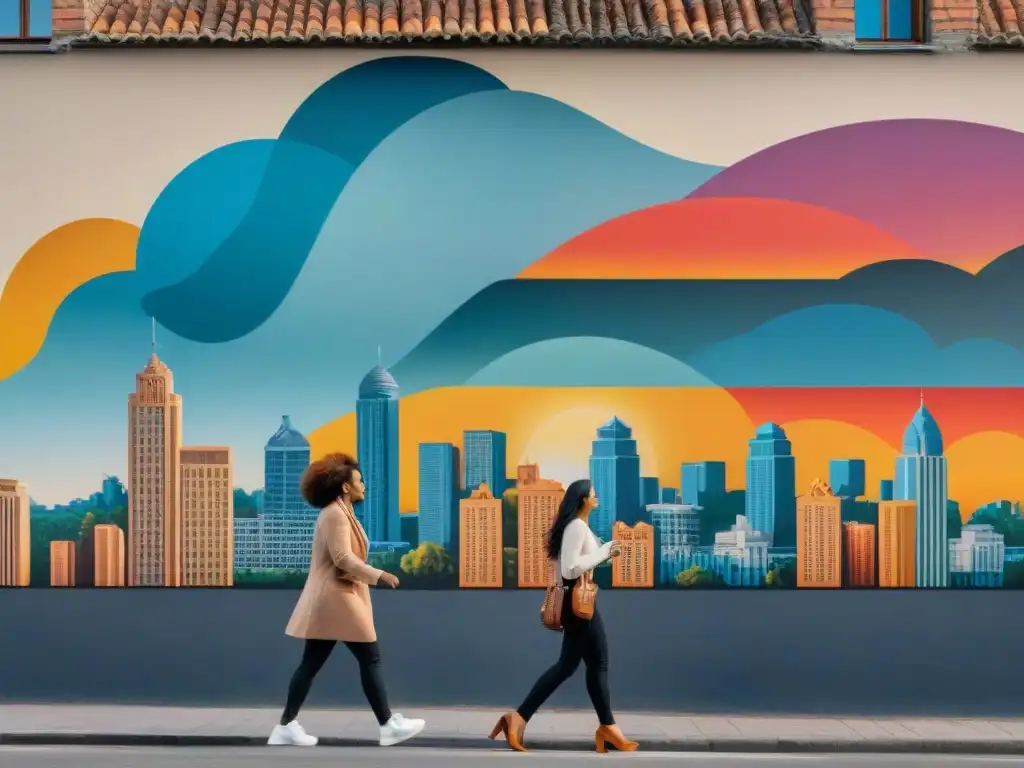 Un vibrante mural en Uruguay destaca mujeres empoderadas de diversas culturas en actividades diversas