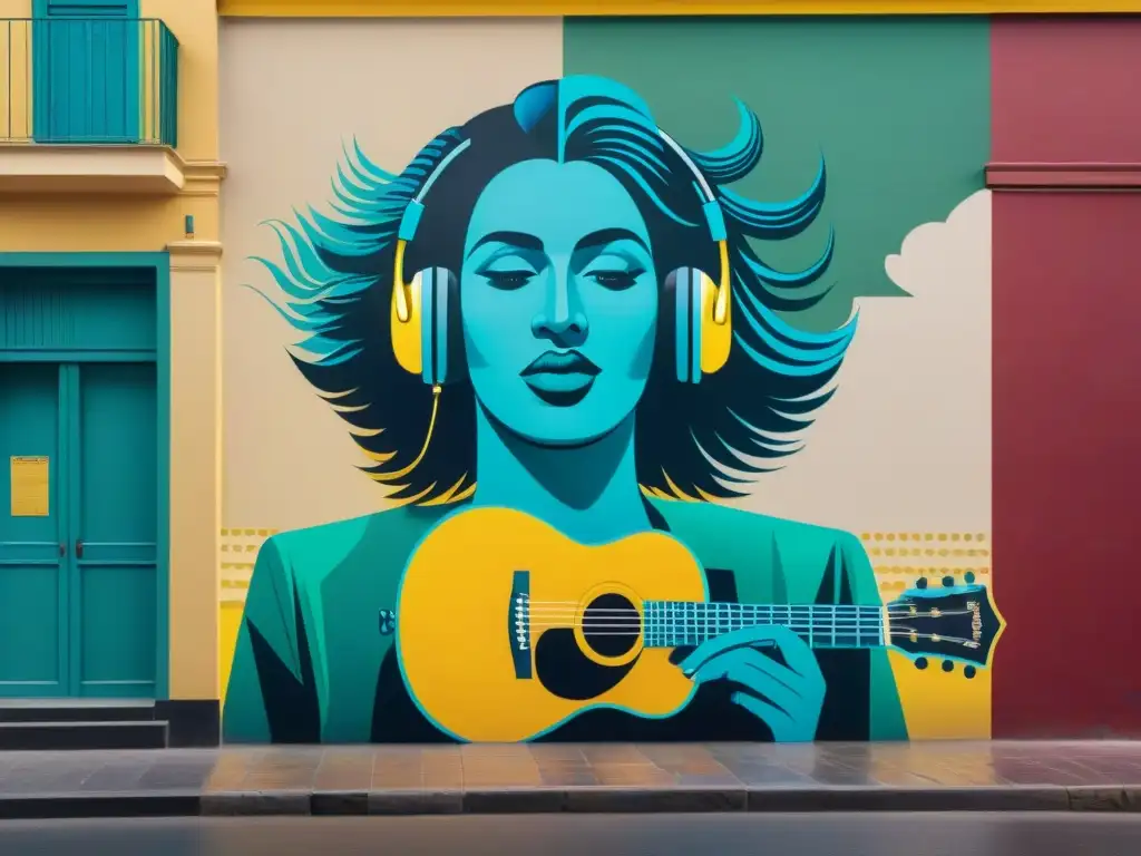 Un vibrante mural en Montevideo fusiona sonidos tradicionales y modernos, reflejando la rica identidad musical de la ciudad