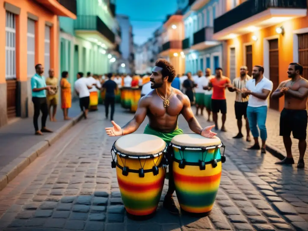 Vibrante noche de candombe en Montevideo: tambores, pasión y energía cultural en la oscuridad de la calle