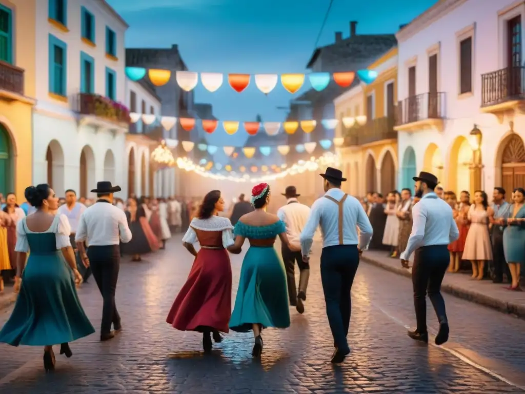 Celebración vibrante en La Noche de la Nostalgia en Uruguay, con baile, luces y tradiciones