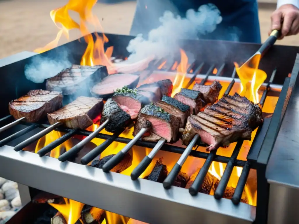 Vibrante parrillada en Uruguay: chefs expertos preparan suculentas carnes a la parrilla