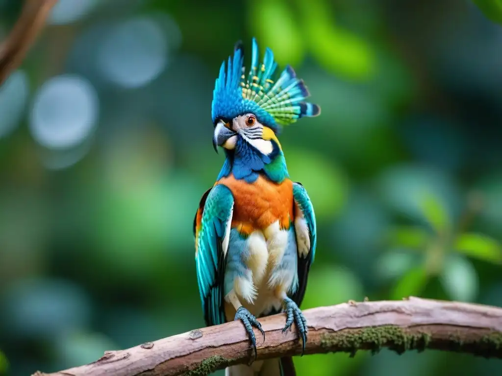 Vibrante tucán en Ruta del tucán en Uruguay, posado en rama verde en selva tropical, plumaje brillante y colorido