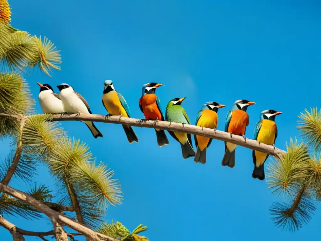 Vibrante variedad de aves en foresta de Uruguay, símbolos de salud ambiental