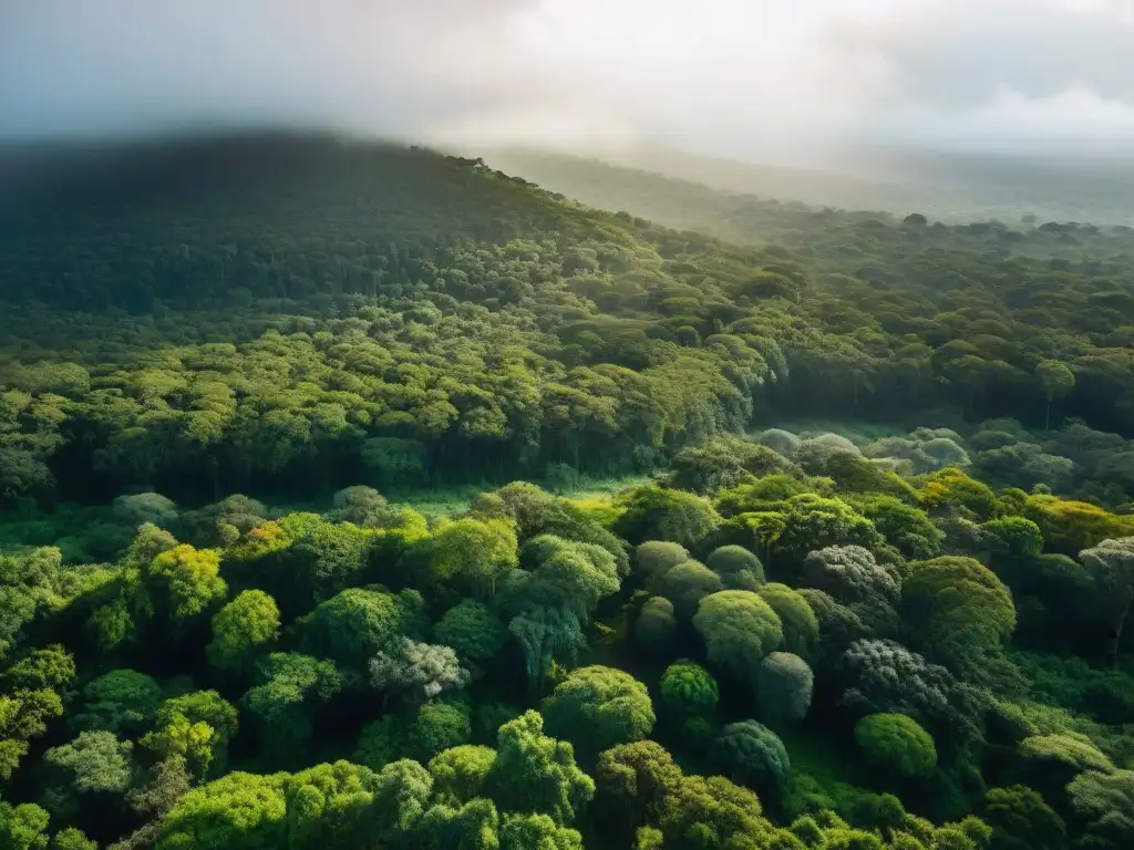 Vibrante vida silvestre en Parques Nacionales de Uruguay: bosque verde lleno de capibaras, tucanes y monos aulladores