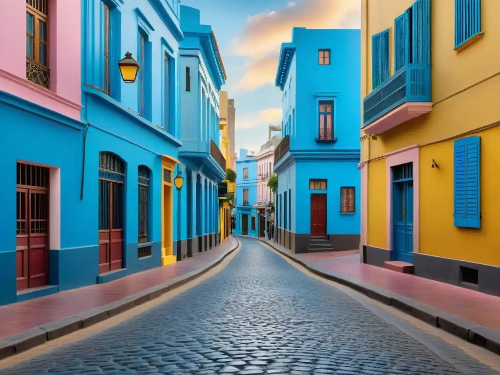 Vibrantes calles históricas de Montevideo, Uruguay, llenas de colores y vida