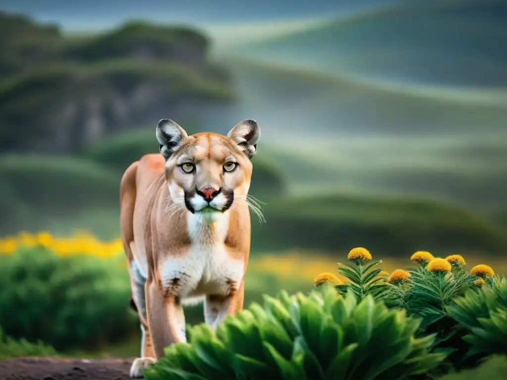 Fotografiando vida silvestre en Uruguay: Un majestuoso puma en su hábitat natural, muestra su elegancia y ferocidad