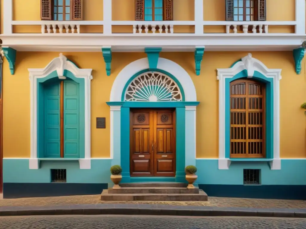 Vieja casona colonial uruguaya, muestra ricos detalles arquitectónicos y conservación del patrimonio cultural