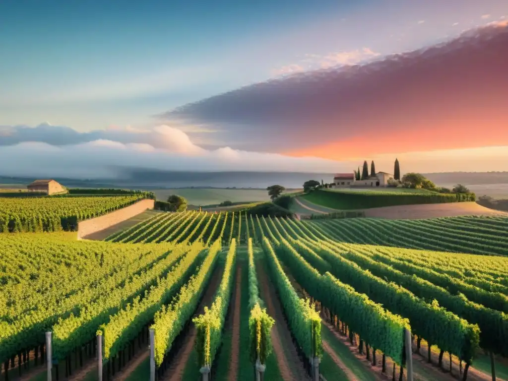 Vinedos de Uruguay al atardecer: Enoturismo de lujo en un paisaje sereno y pintoresco