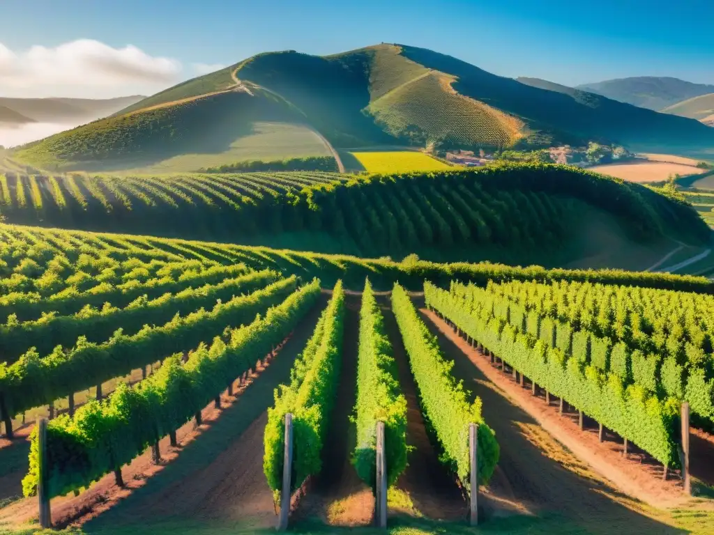 Vinos ecológicos en Uruguay: Viñedos exuberantes, trabajadores dedicados y prácticas sostenibles bajo cielo azul