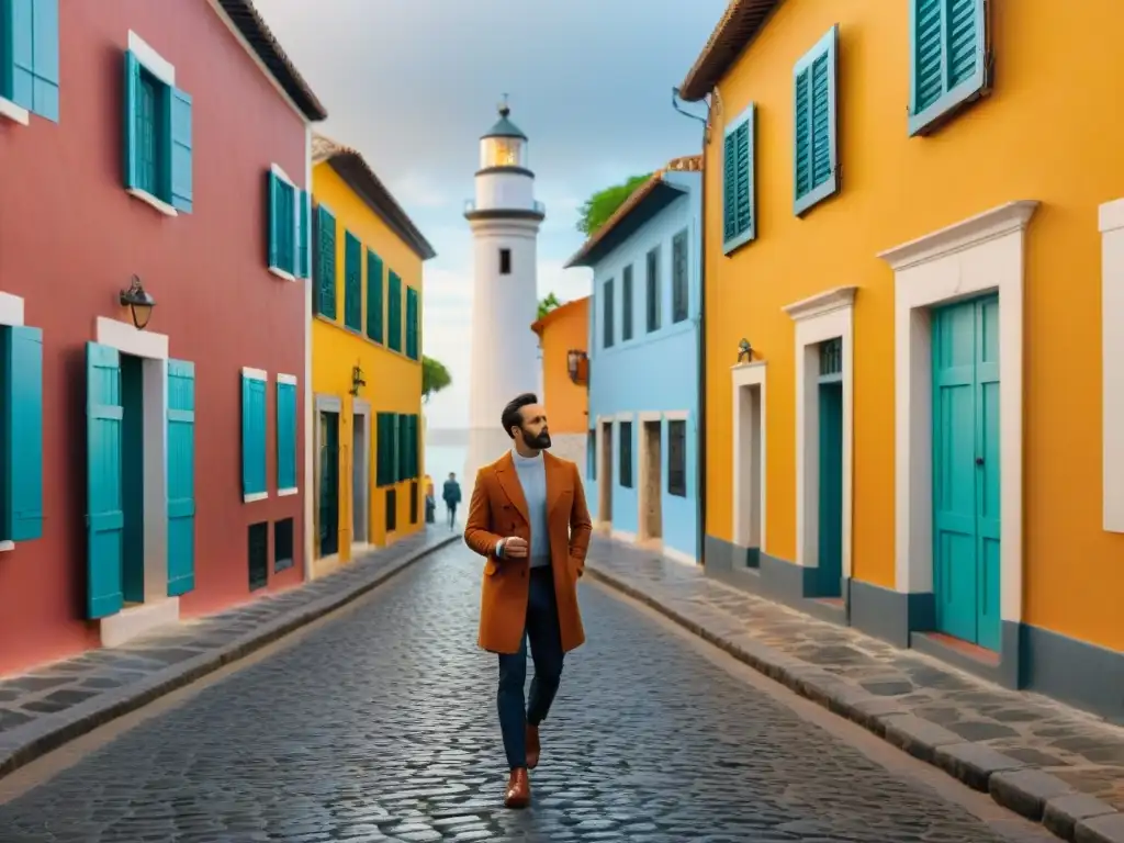 Visita guiada en Colonia del Sacramento: guía local lleva a turistas por calles empedradas, arquitectura colonial, y vegetación exuberante