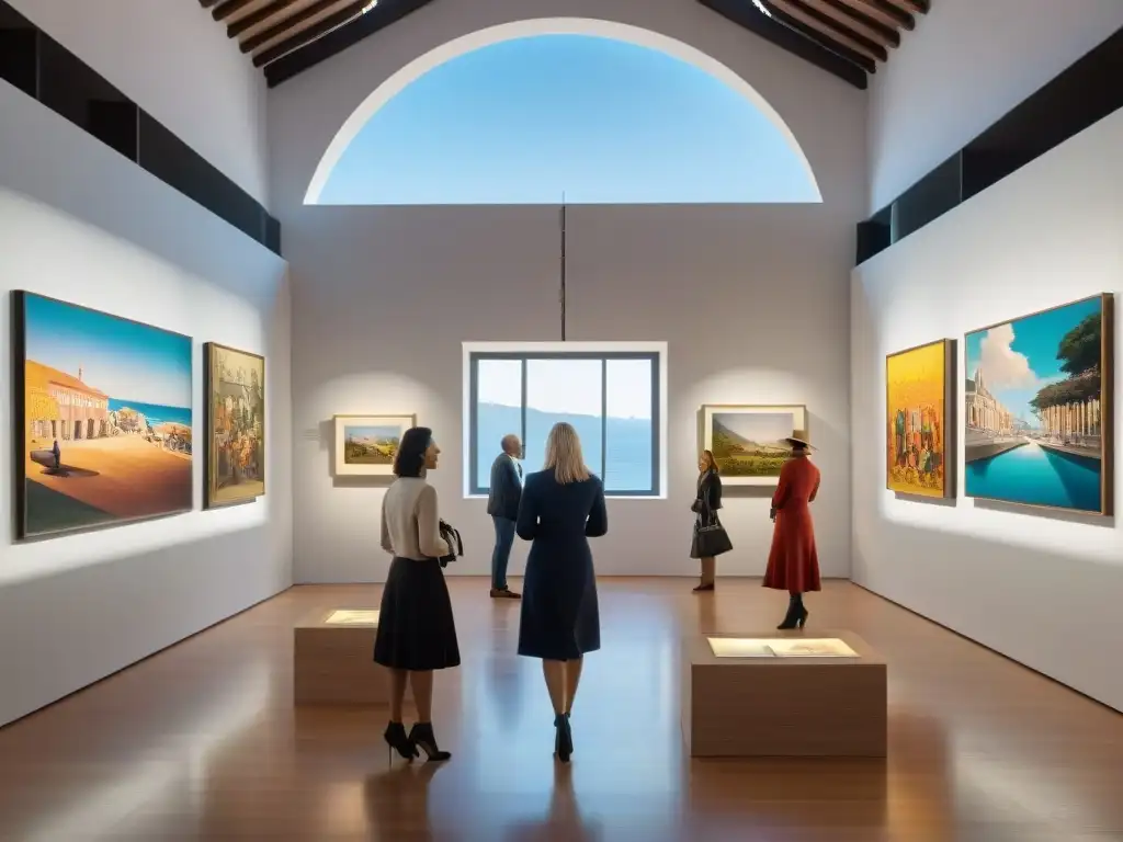 Visitantes inmersos en la experiencia del arte en Museo Blanes Uruguay