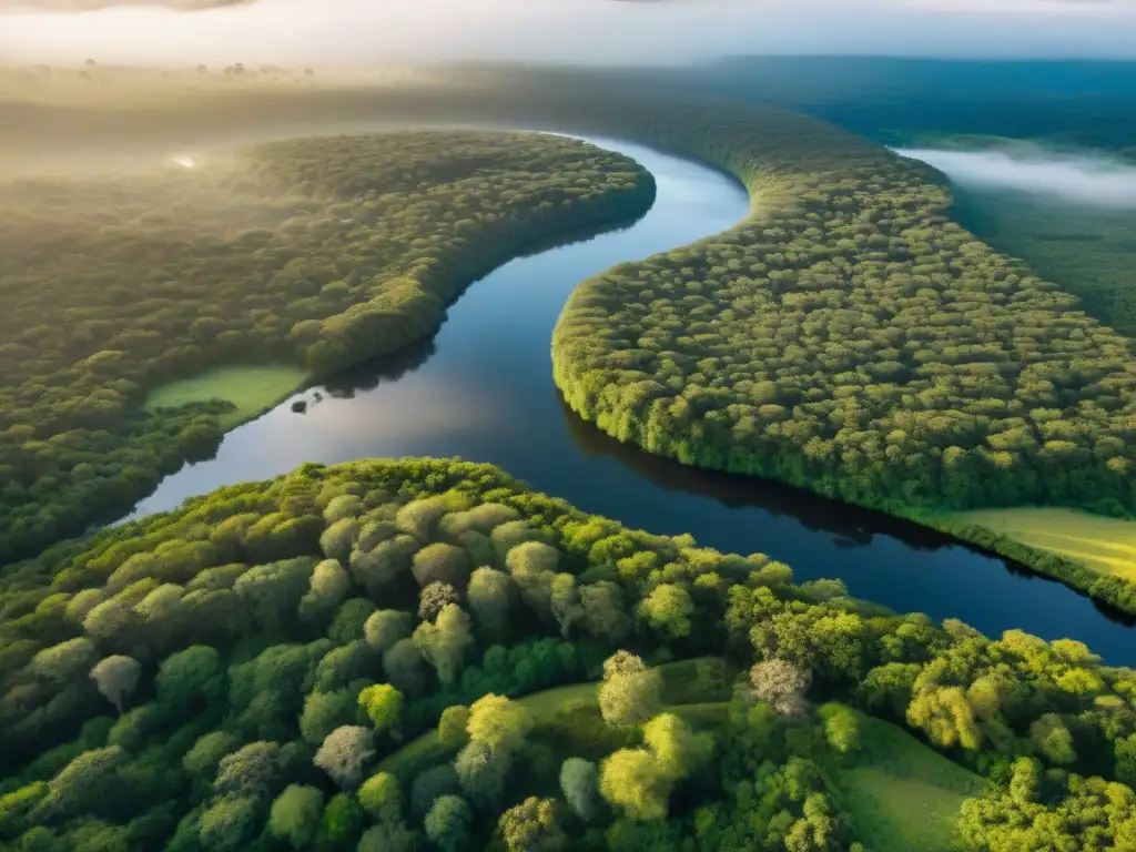 Vista aérea impresionante de las áreas protegidas de Uruguay, con su exuberante vegetación y diversa fauna