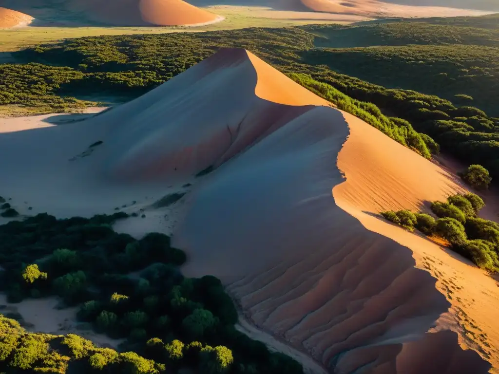 Vista aérea impresionante del Valle de la Luna en Uruguay al atardecer, ideal para ecoturismo en Uruguay: guía completa