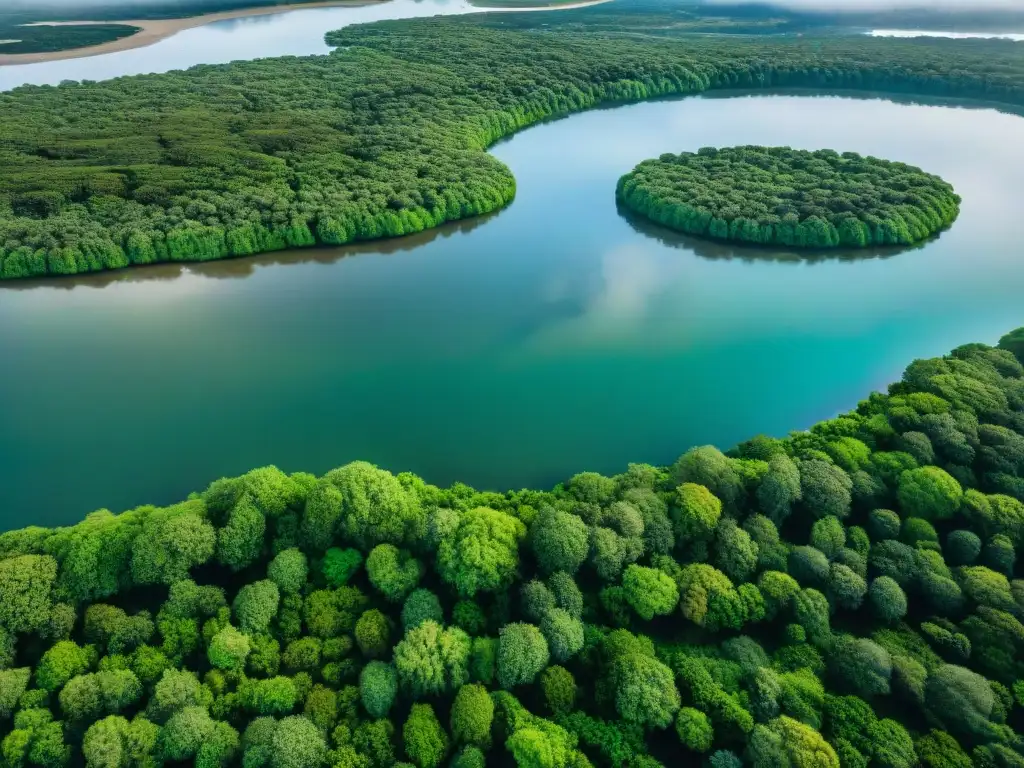 Una vista aérea impresionante de las diversas zonas ecológicas en Uruguay, destacando la importancia de la conservación