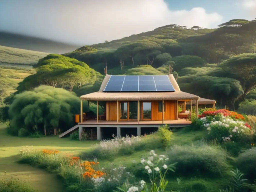 Vista detallada de un ecolodge en Uruguay, armonizando con la naturaleza