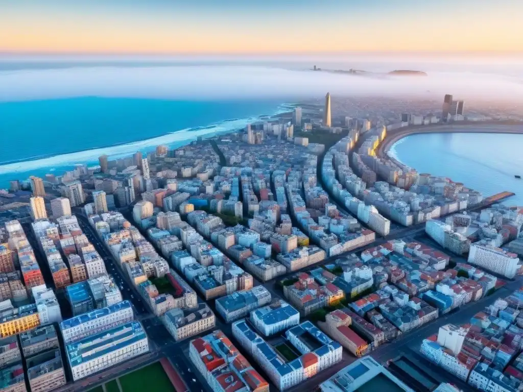 Vistas aéreas impresionantes de Montevideo, mostrando su paisaje urbano desde lo alto