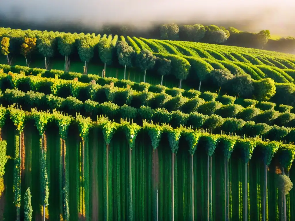 Vistas aéreas de viñedos en Uruguay con trabajadores y bodegas rústicas