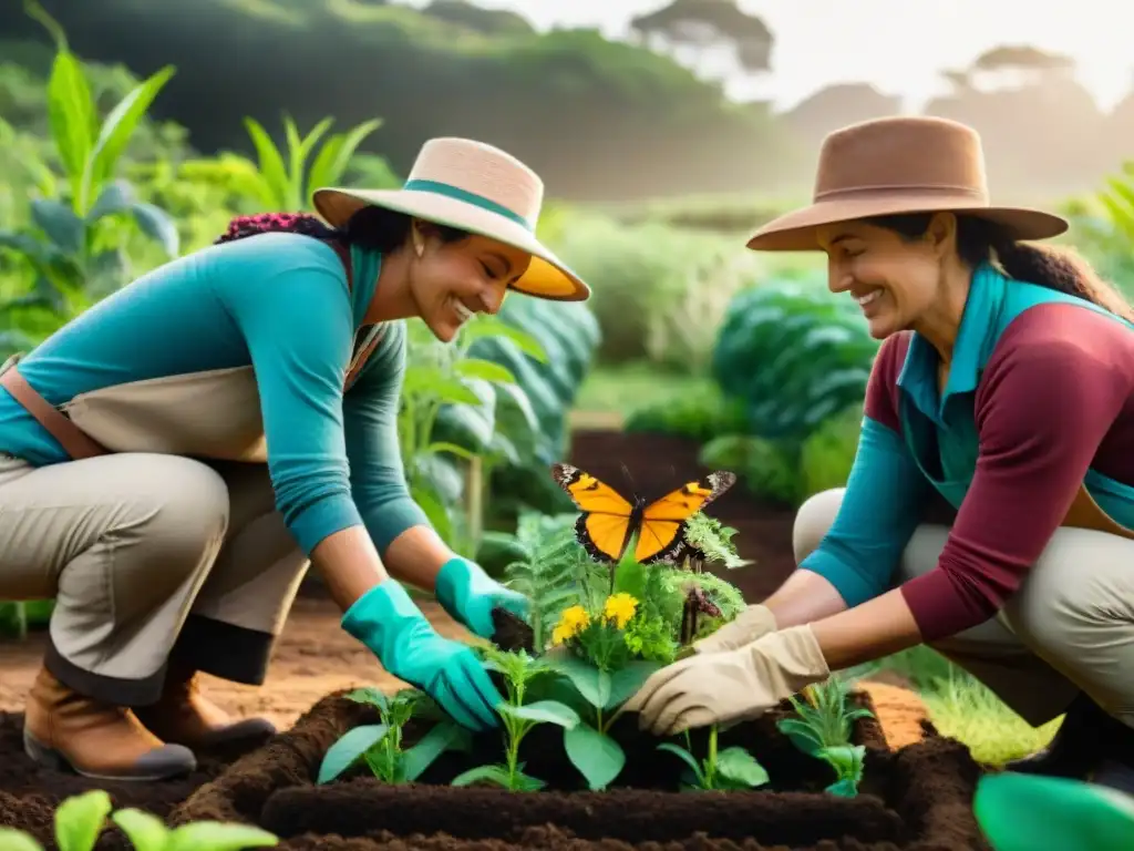 Voluntariado en permacultura en Uruguay: diversidad, armonía y colaboración en un jardín sostenible lleno de vida y color