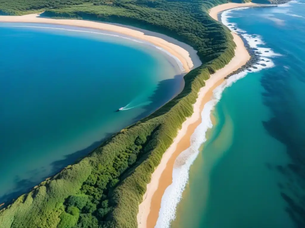 Vuelo privado sobre la costa de Uruguay: aguas azules, playas doradas y vegetación exuberante desde una avioneta